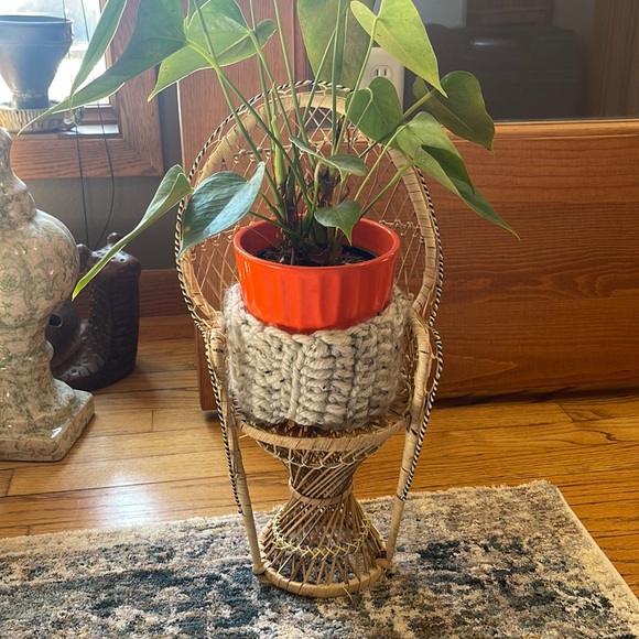 Accents Vintage Wicker Bamboo Boho Plant Stand Chair Poshmark